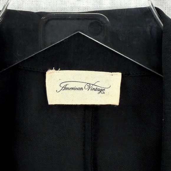 AMERICAN VINTAGE Cupro Open Front Blazer Jacket Women Small Black Lightweight - Picture 12 of 14